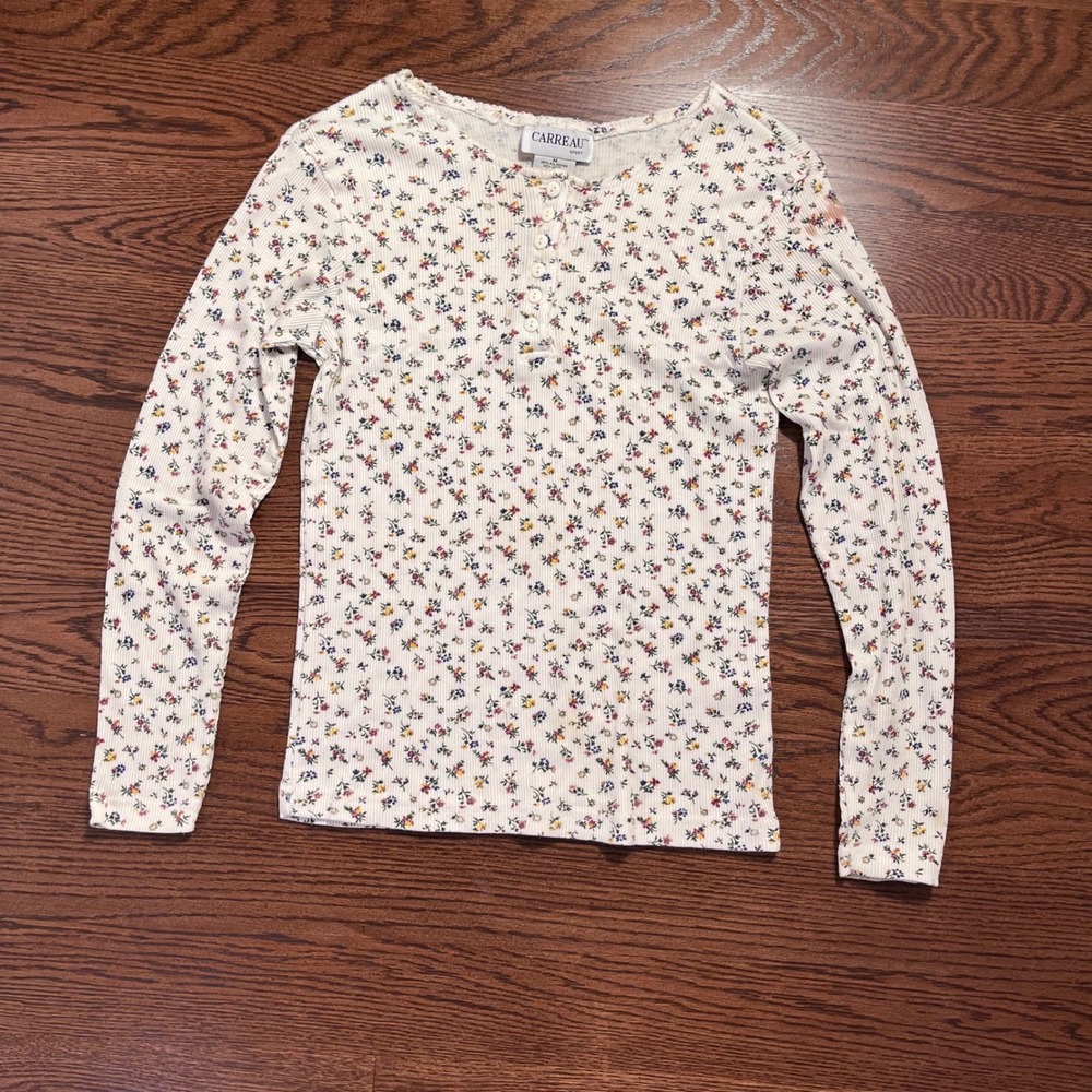 🍟90s floral button up top medium